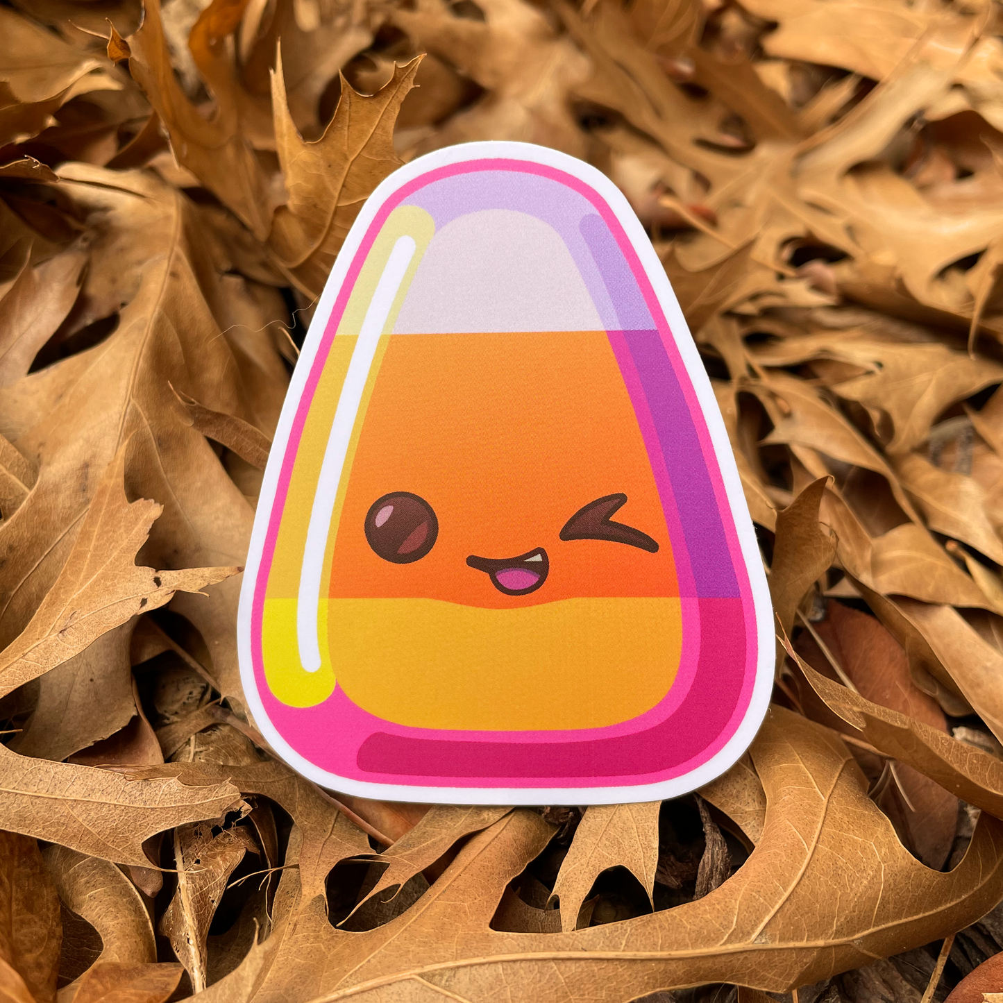 “Winky” candy corn vinyl Halloween sticker